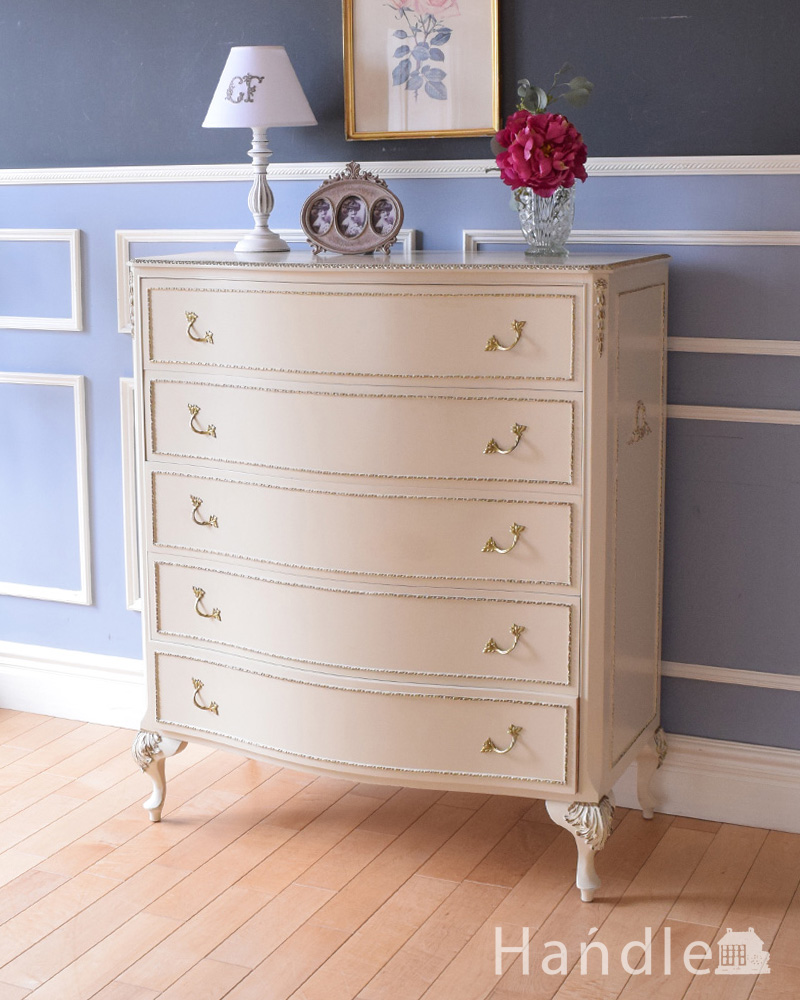 フレンチスタイルの5段チェスト、ヨーロッパのアンティーク家具(d