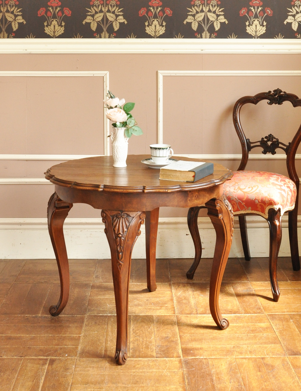 アンティーク中国家具 猫脚椅子 花台 古家具 ディスプレイ シノワズリ