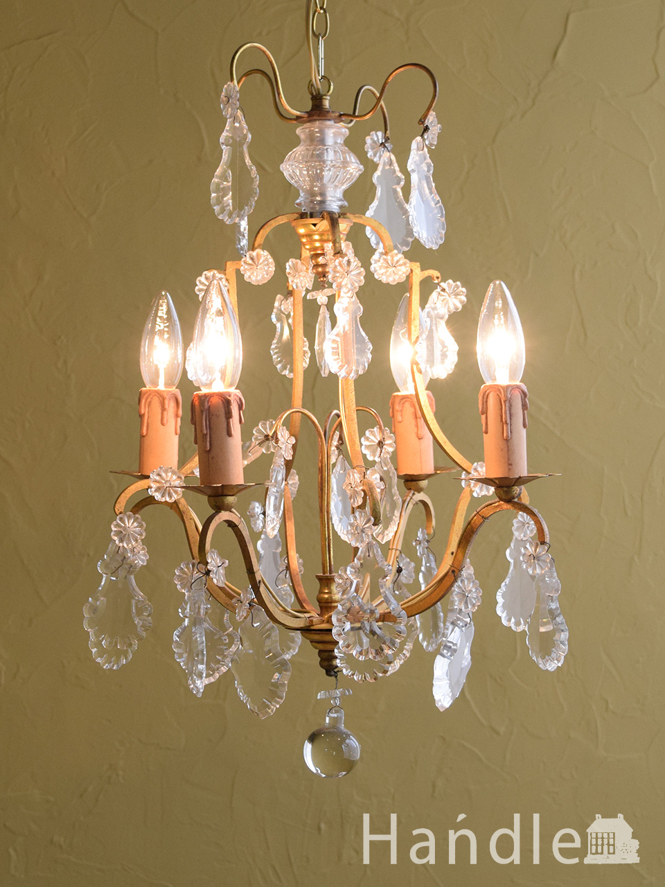 4-1. フランス アンティーク シャンデリア 4灯 キャンドル ライト 4-1