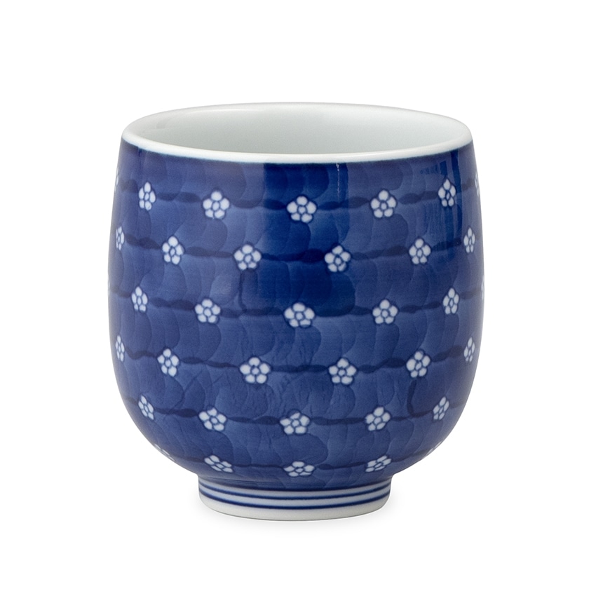 未使用 木箱付き 源右衛門 染付梅地紋 蓋物 未使用 木箱付き 源右衛門