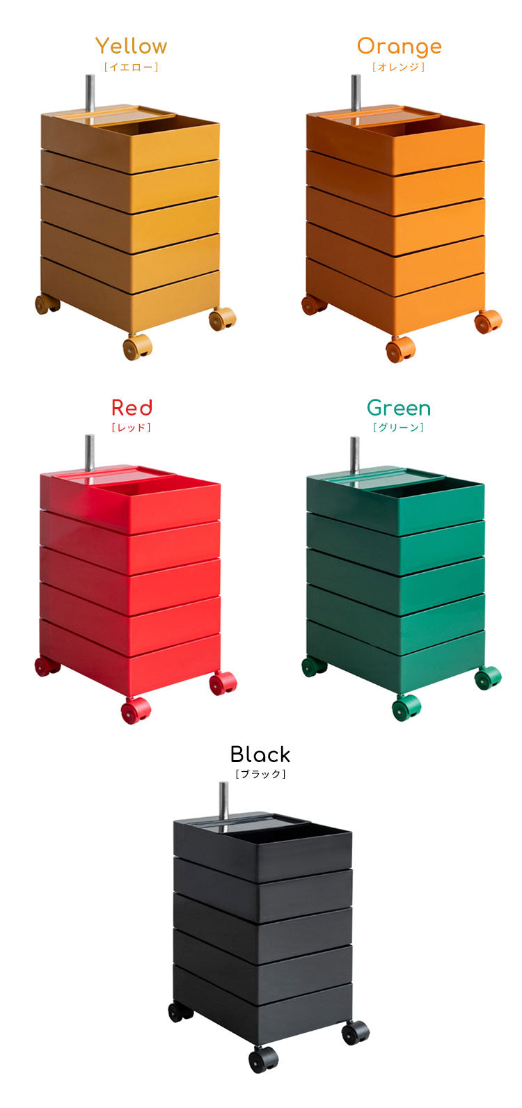 マルチワゴン Pluna プルーナ 5段 360度回転 スリムサイズ リビング