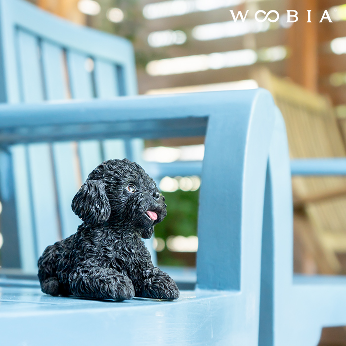 伏せして見上げるわんこ《 トイプードル 黒 11cm》 – ガーデン用