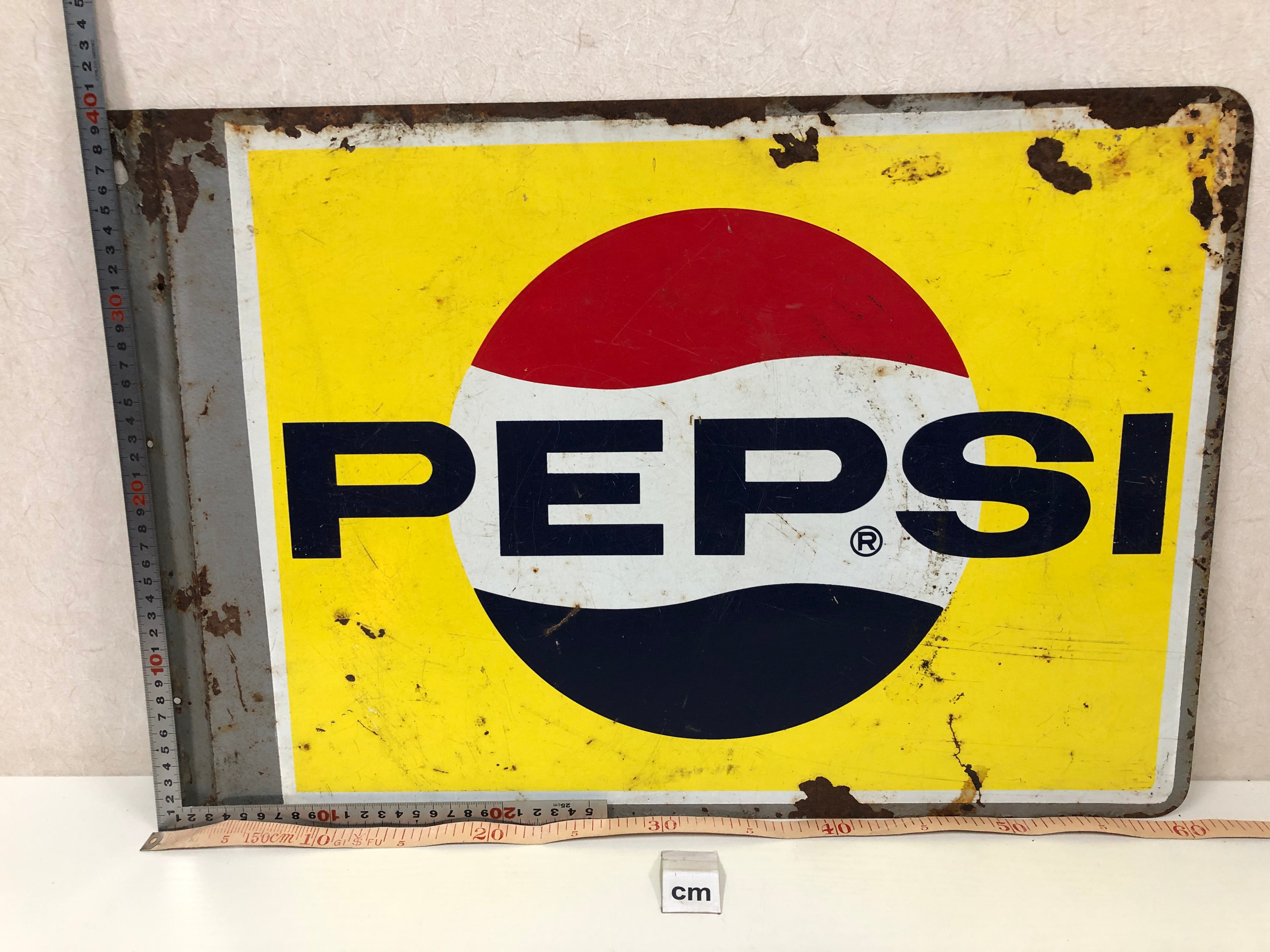 Y4005 SIGNBOARD Iron sign Pepsi Cola double-sided Japan antique