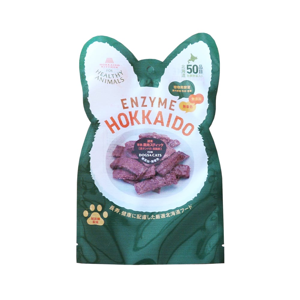 北海道産 半熟 エゾ鹿スティックジャーキー（植物発酵酵素＋たもぎ茸