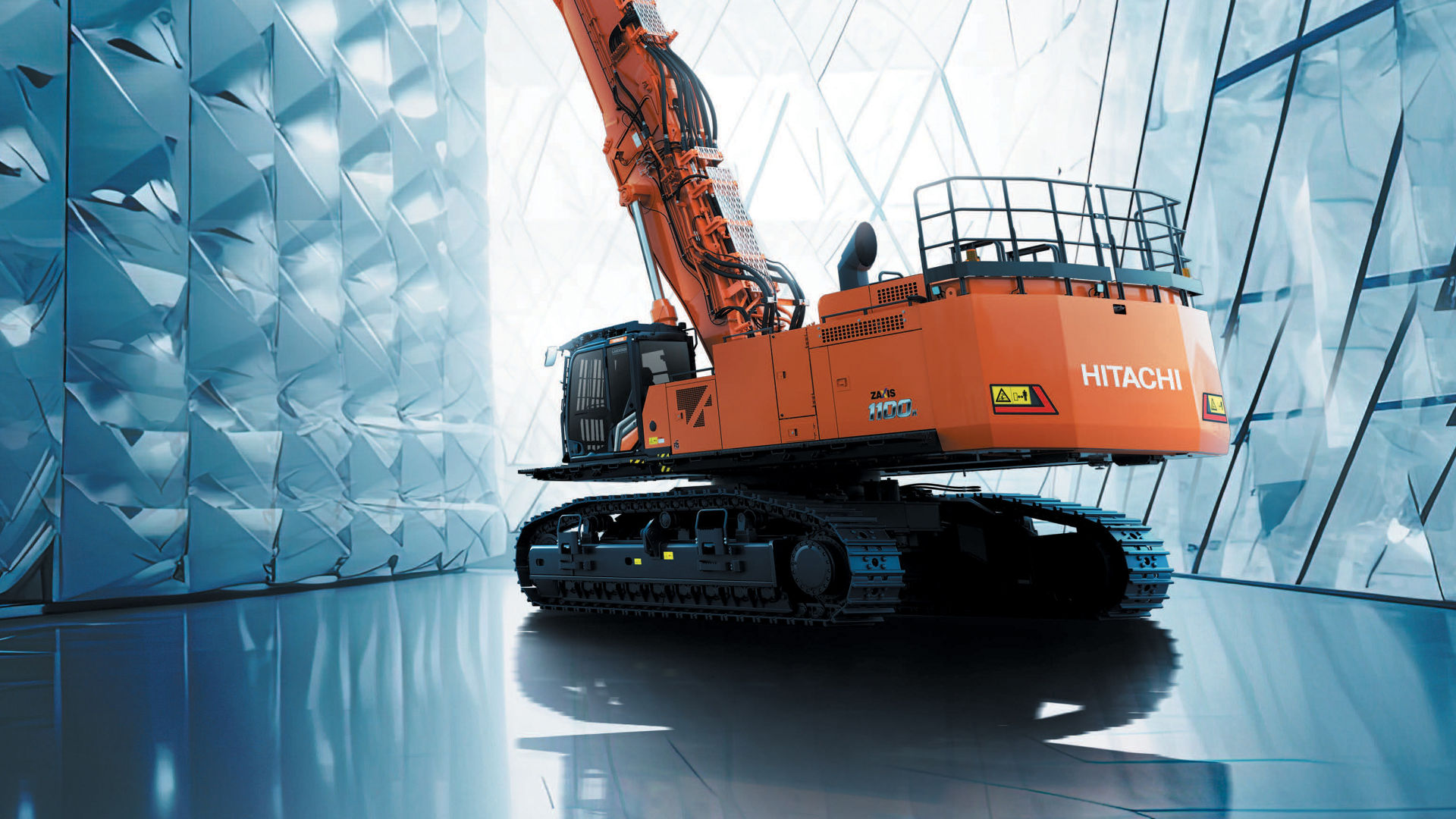 HITACHI ZX140W モノブーム&平バケット 雪像 解体仕様(1/50) HITACHI