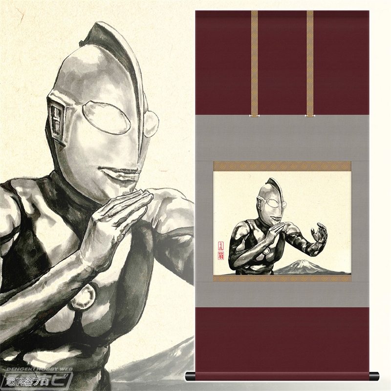 ウルトラマンと“和”の融合！バルタン星人との戦闘シーンを描いた水墨画