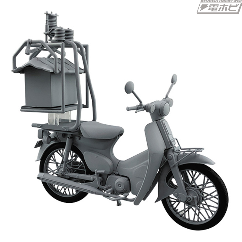 アオシマの1/12完成品「スーパーカブ50」に出前機付きとポリス仕様が