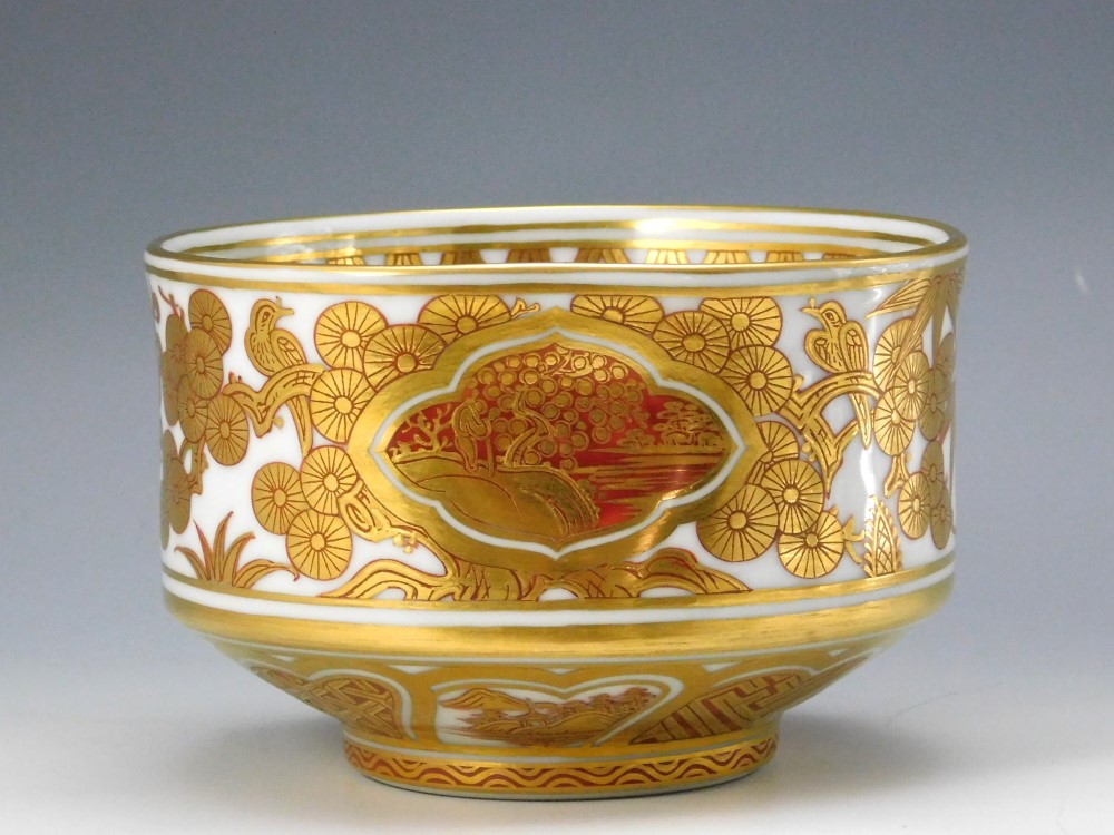 五代 真葛香斎 白磁金襴手端反 茶碗 | いとう鳳凰堂古美術店