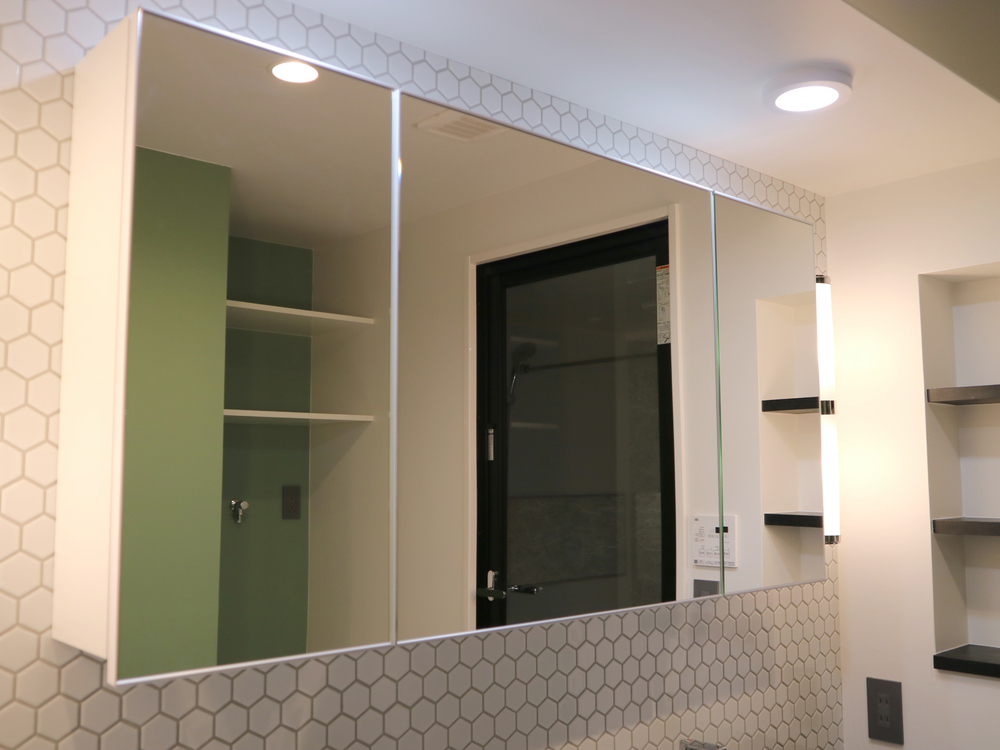 旧サンワカンパニー）ミラーシェルフ 500 スリム ブラック ミラー