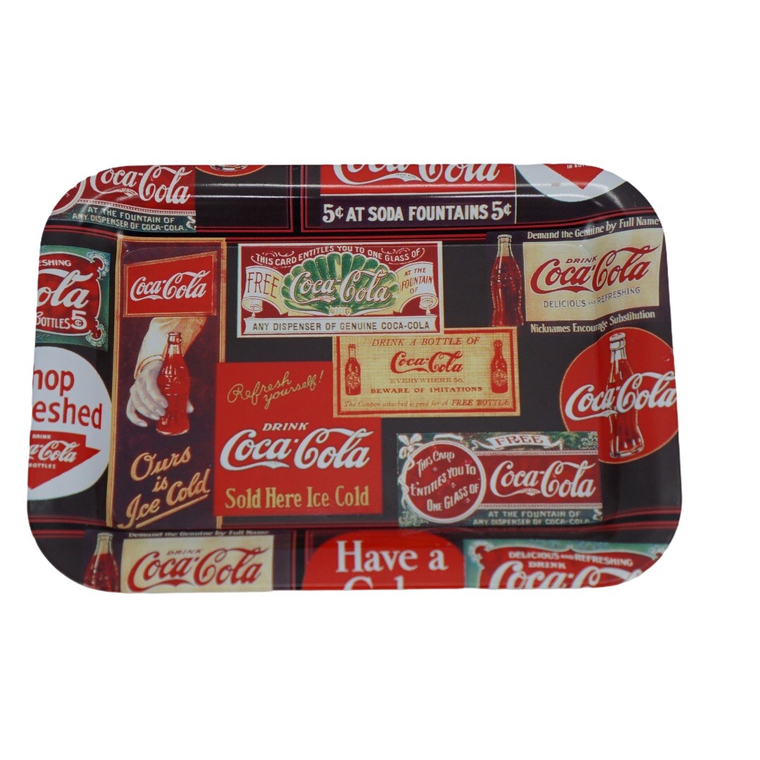 Rare Vintage 2002 Coca-Cola All Over Logo Red Change Tray 6.75” x