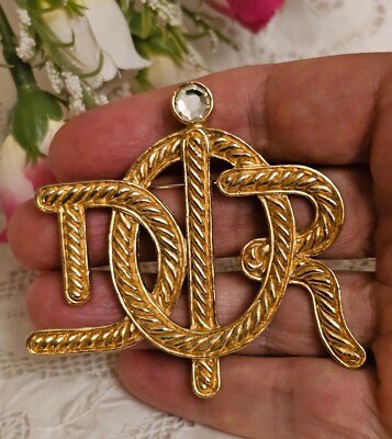 美品 クリスチャンディオール ブローチ リボン ロープモチーフ 縄 ゴールド