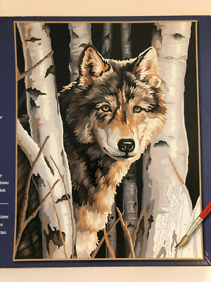 vintage Paint by Numbers Craft Kit Dimensions PaintWorks Wolf in