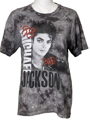 MICHAEL JACKSON '88 Tour Black & White Marble Design T-Shirt