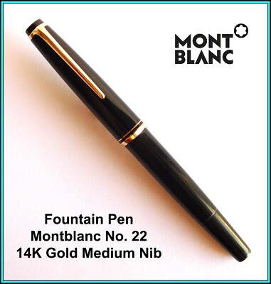 MONTBLANC No. 22 FOUNTAIN PEN Piston - 1960's - 14k Gold Medium