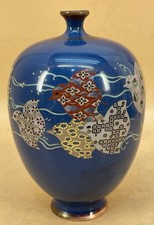 蓝色景泰蓝日本古董花瓶| eBay