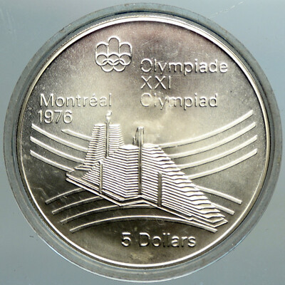 1976 CANADA Queen Elizabeth II Olympics Montreal Village Silver $5