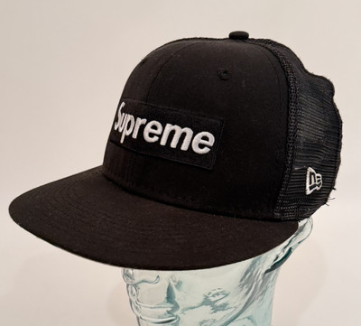 SUPREME X NEW ERA Fitted Hat Cap 7 1/4 Black World Famous Preloved