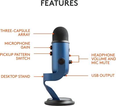 Logitech Blue Yeti Premium MultiPattern USB Condenser Microphone