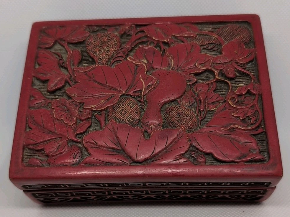 古董中国雕漆在中式古董盒子| eBay