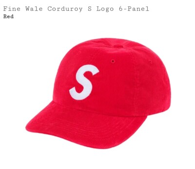 Supreme Fine Wale Corduroy S Logo 6-Panel Cap Hat Red SS21 Supreme