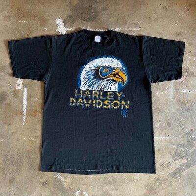 70s - 80s VINTAGE HARLEY DAVIDSON EAGLE MOTORCYCLE T-SHIRT SZ L