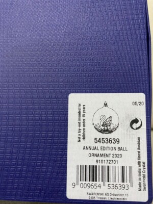 SWAROVSKI CHRISTMAS BALL ORNAMENT 2020 ANNUAL EDITION 5453639 NEW