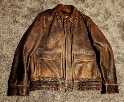 Wilsons Jacket Mens Large Brown Leather A2 Aviator 90s Flight