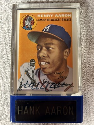 Hank Aaron Autographed 1954 TOPPS Rookie Card Reprint COA Included