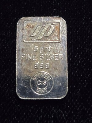 Pandagram from the Singapore Mint 5 Gram .999 Fine Silver Bar