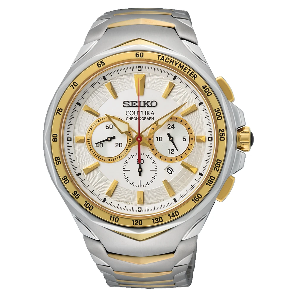 Seiko Coutura Chronograph 45.5mm Men's Watch Stainless Steel White