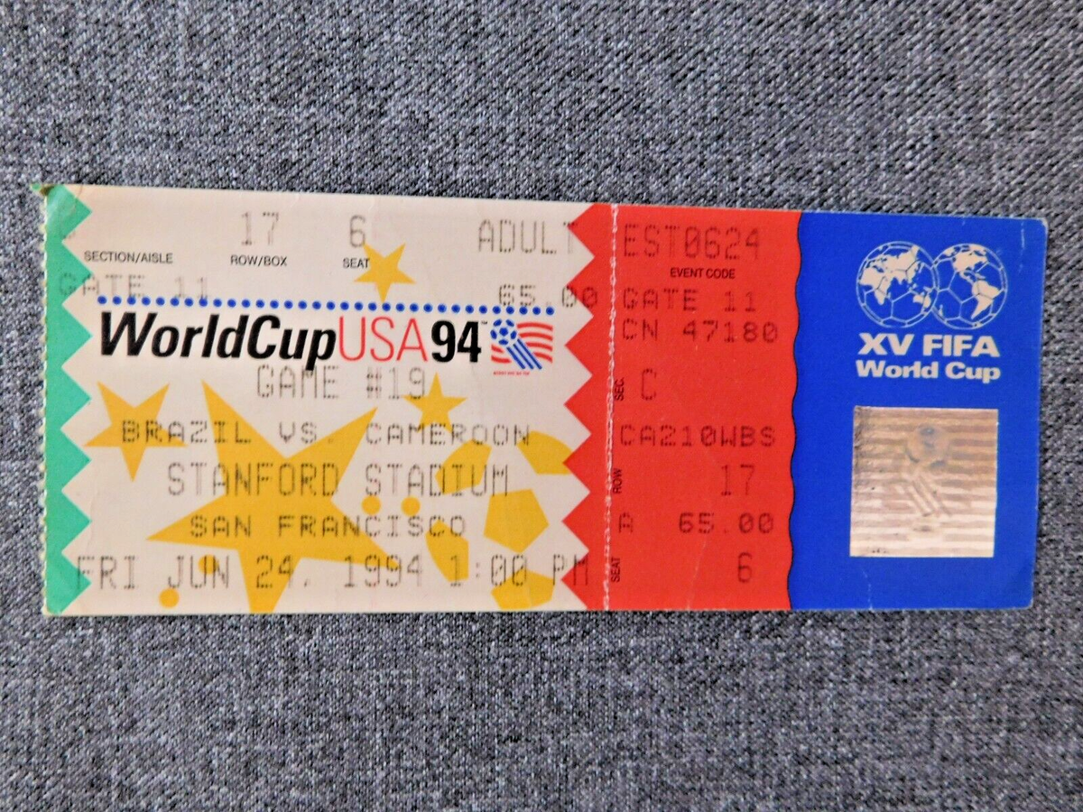 Very Rare XV FIFA WORLD CUP USA 94 TICKET STUB; Brazil vs Cameroon