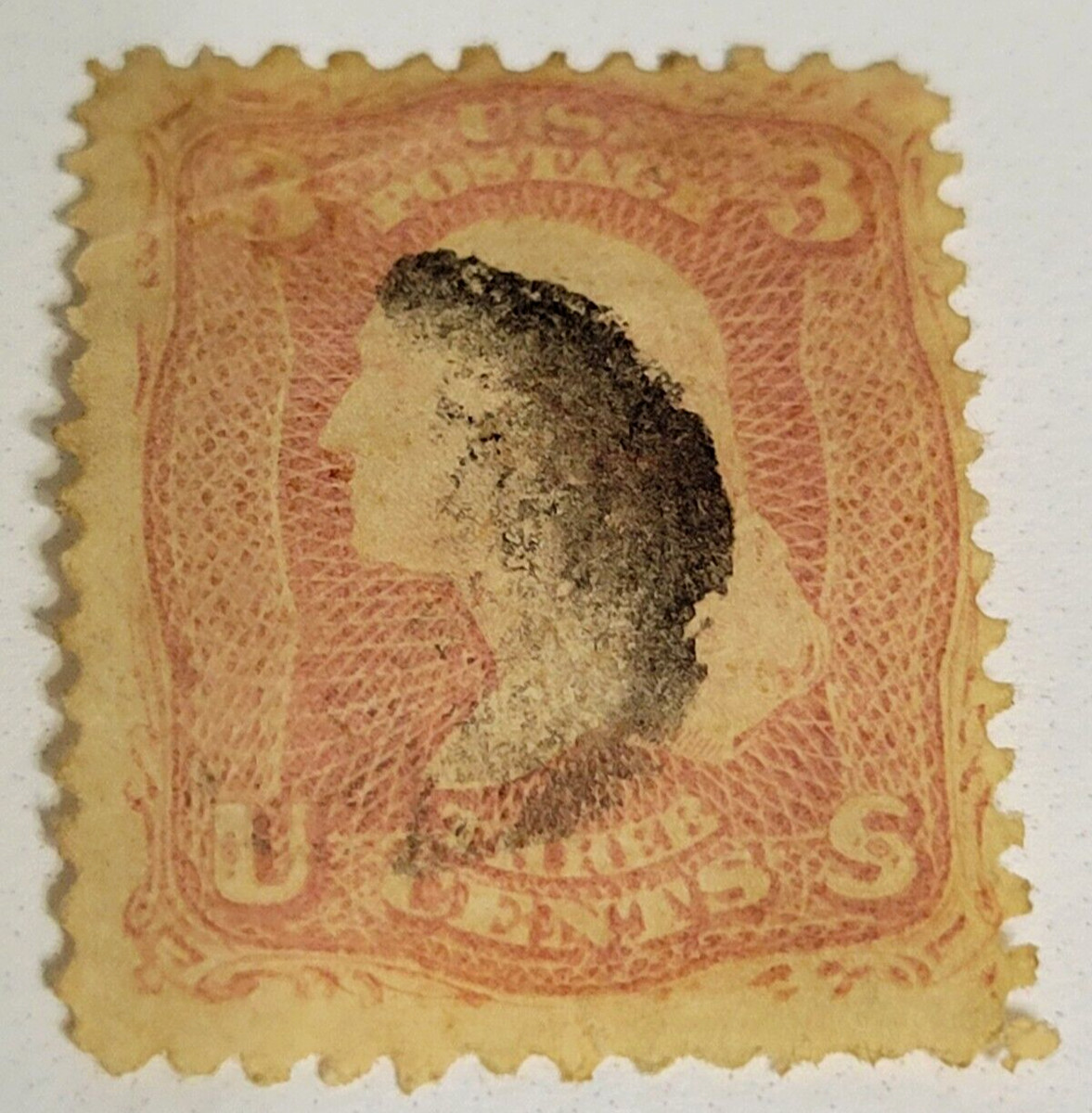 米国アンティーク切手 1861年 使用済 ジョージ・ワシントン 3￠切手