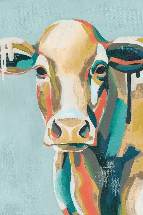 Colorful Cows I Canvas Wall Art by Grace Popp | iCanvas