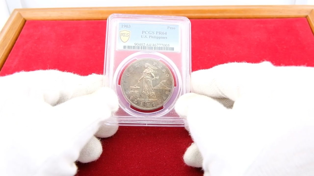 米領フィリピン 1903年 ペソ銀貨 プルーフ 女神立像と火山 PCGS PR64