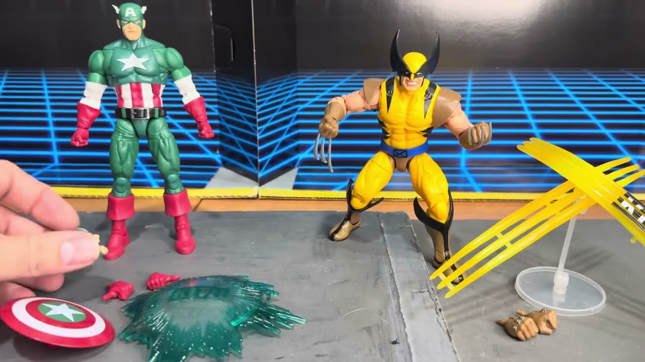 Marvel Legends Wolverine and Captain America KITH Exclusive action