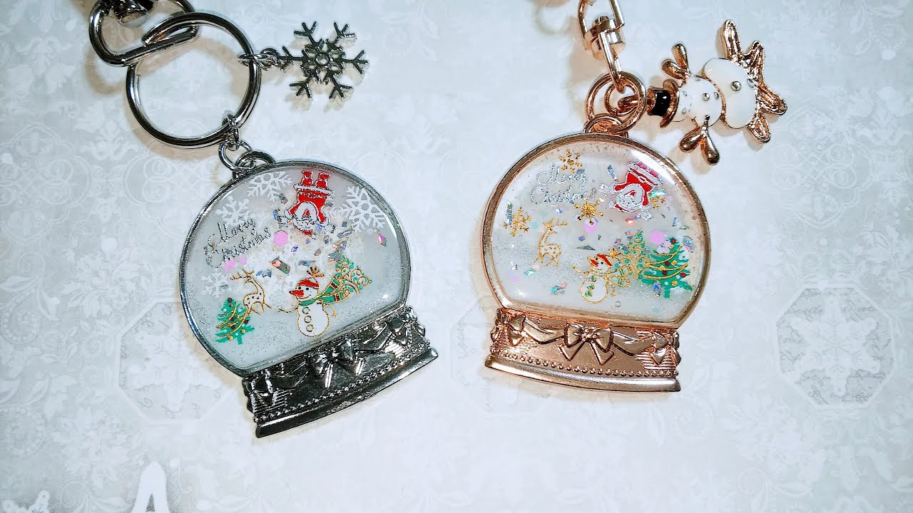 UVレンジ 】スノードームの空枠でクリスマスキーホルダーを作ってみ