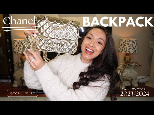 Chanel Fall-Winter 2024 Gold Backpack with Star Coin Purse - YouTube