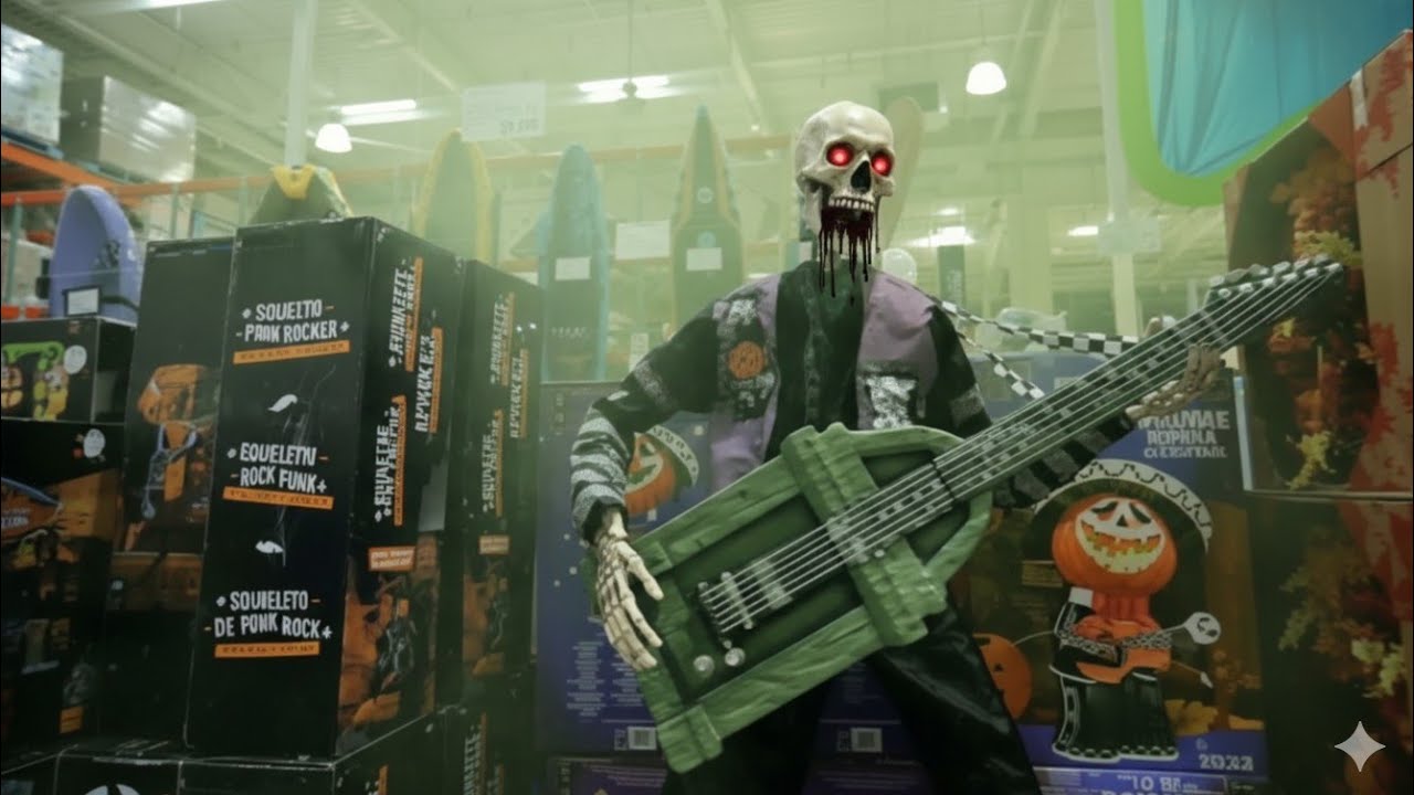 コストコのギタリスト「Punk Rocker Skeleton」骸骨パンクロッカー
