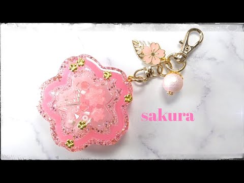 シャカシャカキーホルダー 春色桜散りばめポッキーシェイカー