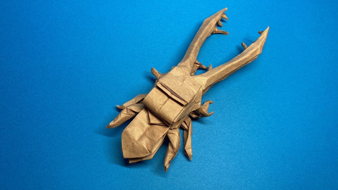 一枚の折り紙で作る クワガタC Part.1】【解説付き】Origami Stag