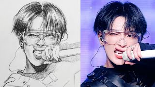 Ateez Hongjoong Drawing / easy drawing step by step /how to draw a