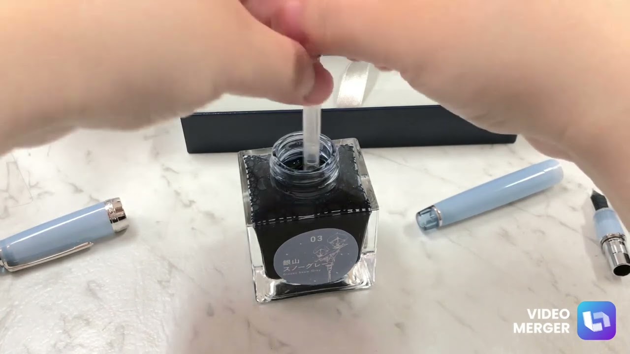 八文字屋 銀山スノーグレー万年筆F・ガラスペンセット 即購入可 八文字