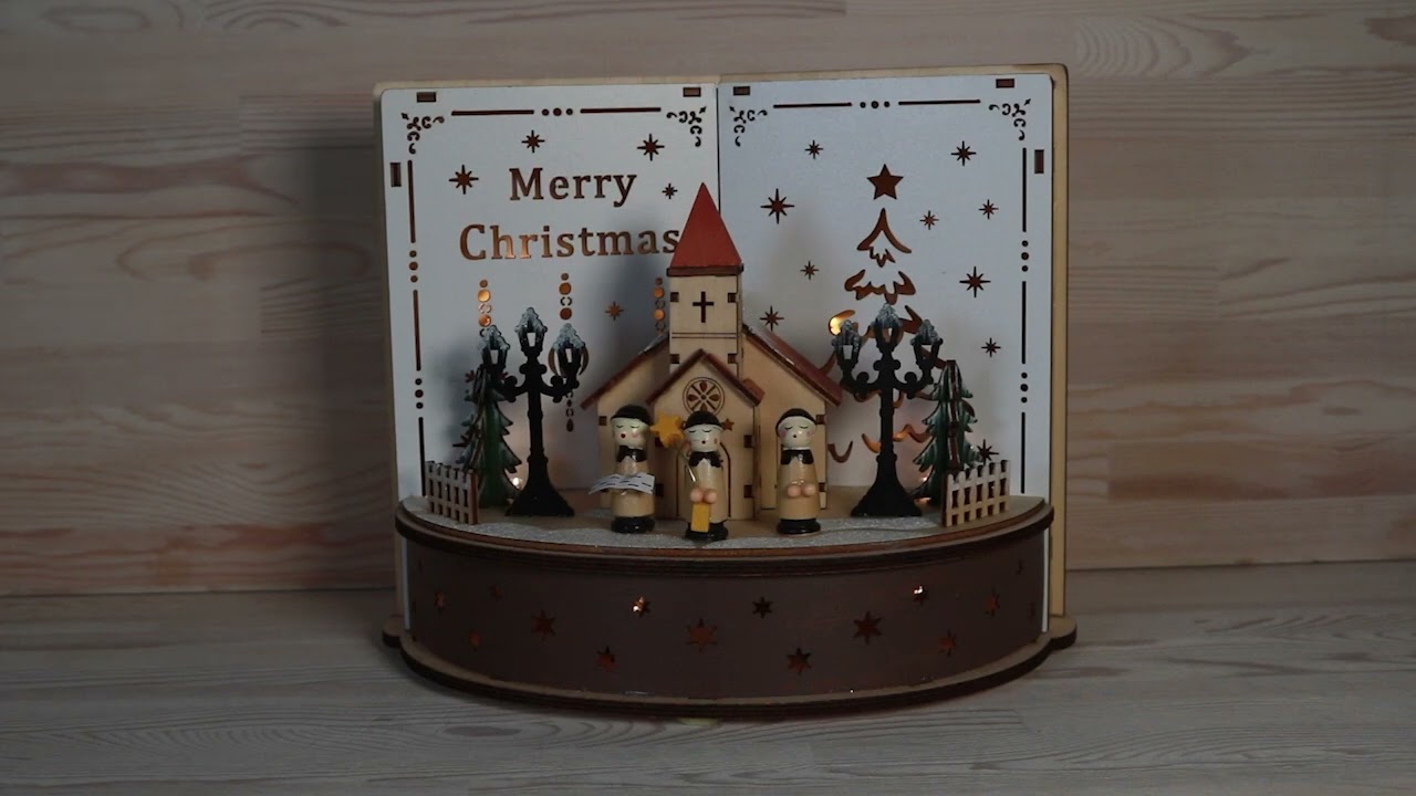 LEDウッド聖歌隊ブック型置物 （50640）（いのちのことば社・オリーブ