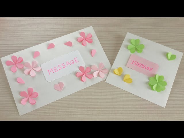 ハートのクラフトパンチで作るお花のカード Flower card made with