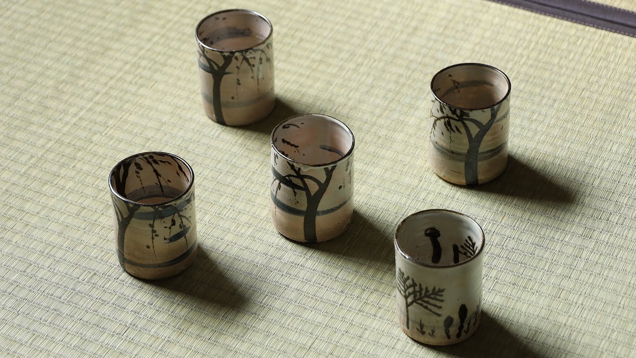 希少 乾山伝七 造 在銘 彩色 龍星座図 湯呑 煎茶碗 茶道具 希少 乾山伝