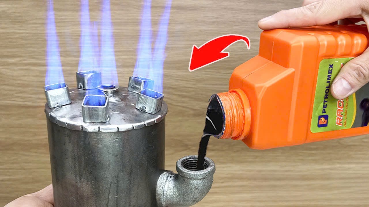 廃油ストーブ 小型 waste oil stove 小型廃油ストーブ自作 - YouTube
