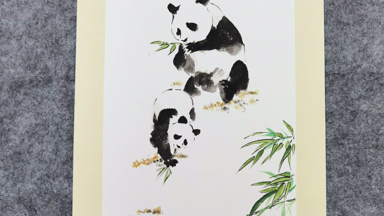 ASMR Chinese Painting Video - Panda & Bamboo 国画熊猫竹子- YouTube