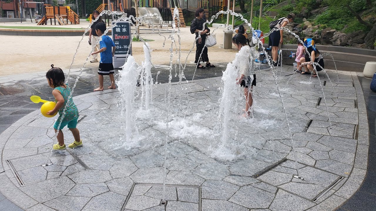噴水・自然池(流れ)】錦華公園 親水設備 水景設備 設計・施工工事