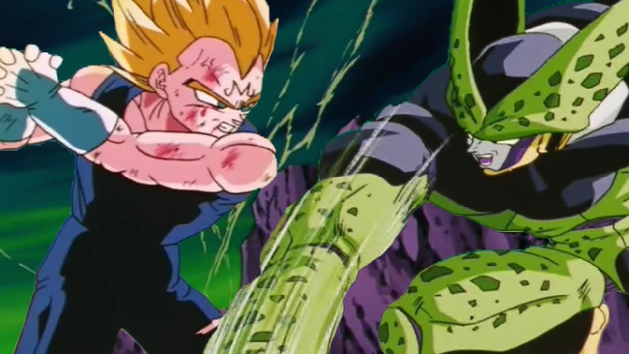 超ベジータに負けるセル 魔人ベジータVS超完全体セル - YouTube