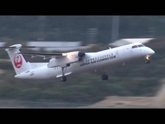 JAC日本エアコミューターボンバルディアDHC8-Q400種子島空港ラスト